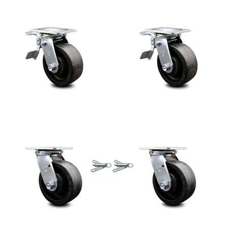 Service Caster 5 Inch Glass Filled Nylon Caster Set with Ball Bearings 2 Brakes 2 Swivel Locks SCC-TTL30S520-GFNB-2-BSL-2